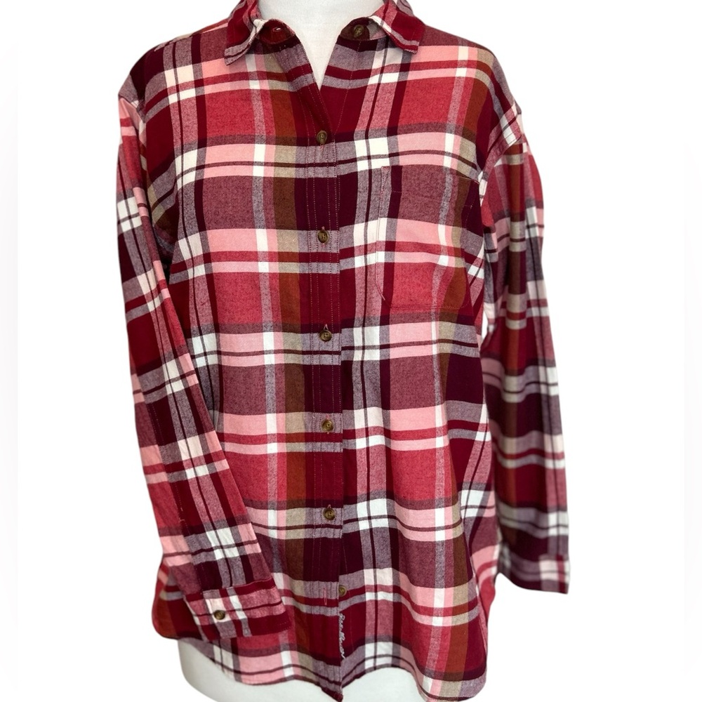 Eddie Bauer Women Small Flannel ButtonDown Long sleeve 100% Cotton Flannel Plaid